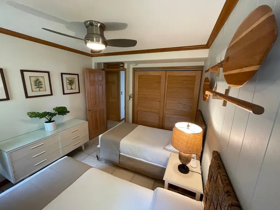 2nd bedroom with two options: 2 single beds or a king bed with 2" king topper. New for 2026: Quiet AC System installed in both bedrooms.