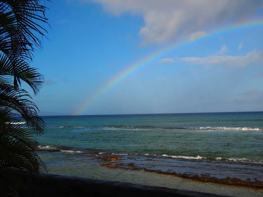 Uniquely positioned on the island to have rainbows almost every morning and evening. Sunny for the rest of the day!