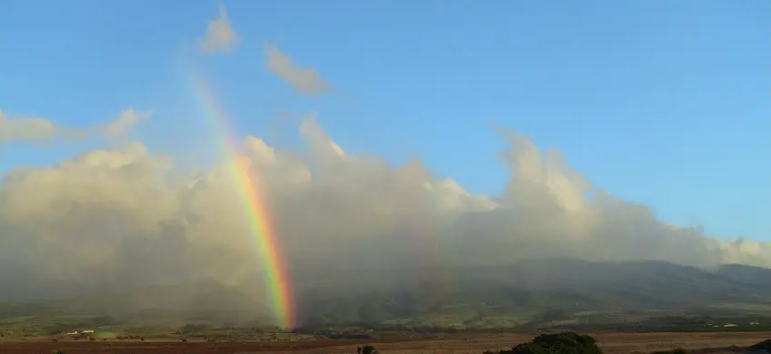 View of the West Maui Mountains and Honokowai Valley looking east from condo. This is where you will see the rainbows in the evenings.